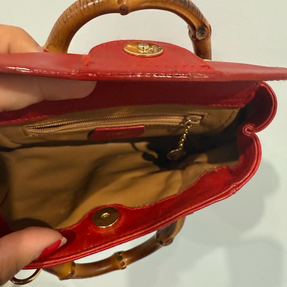 Gucci bamboo Red Leather mini Handbag - Picture 8 of 10